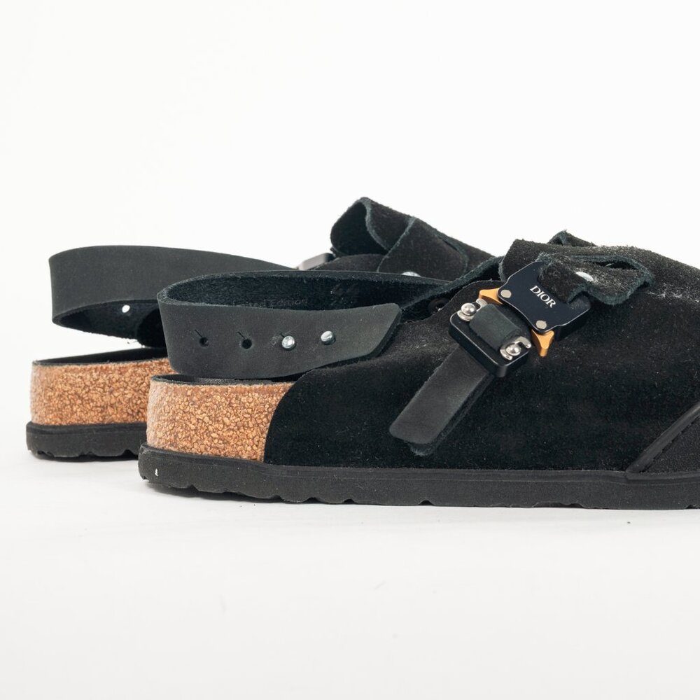 Dior x Birkenstock Tokio Black Nubuck Calfskin Leather Slippers - Picture 10 of 12